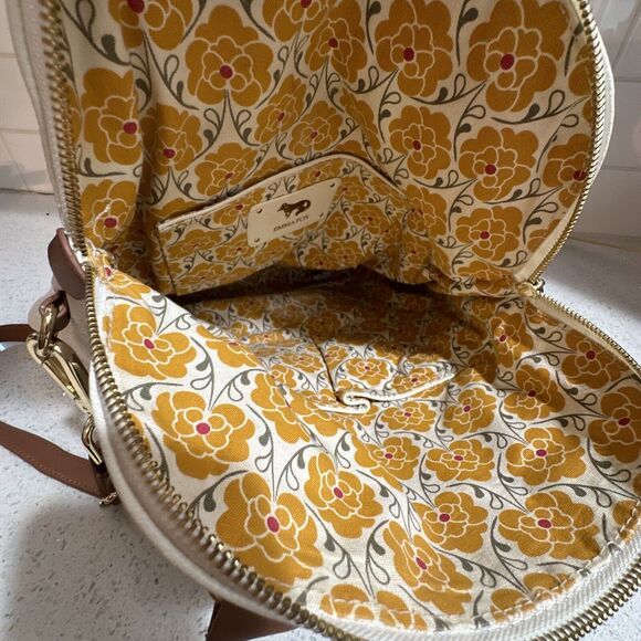 Emma Fox Lily Leather Ivory and Brown Leather Fold Over Crossbody Messenger Bag - Picture 6 of 12